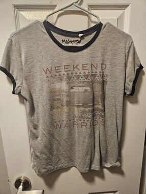 Weekend Warrior Gray Tee with Navy Trim